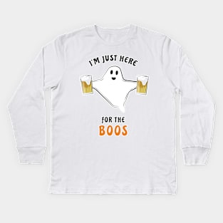 I'm Just Here For The Boos - Funny Halloween Ghost Kids Long Sleeve T-Shirt